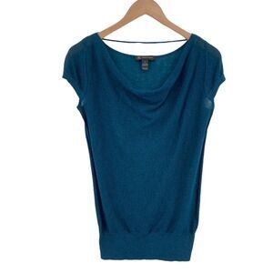 INC International Concepts Blouse Top Womens XS Zinc Blue Rayon Blend Pullover